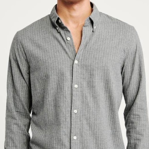 Men's brushed Oxford grey with white pin stripes - Picture 4 of 4